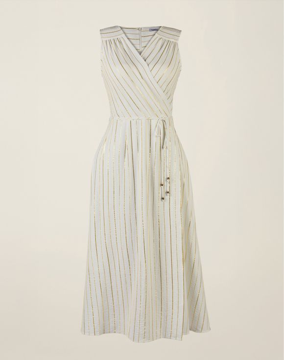 Metallic Stripe Wrap Dress - flat lay product shot