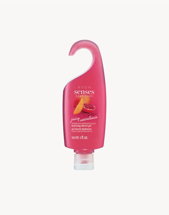 Woman applying Avon Senses shower gel lather on back
