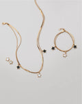 Starlight Mother-of-Pearl and Onyx 3-Piece Set – full set view with necklace, bracelet and earrings