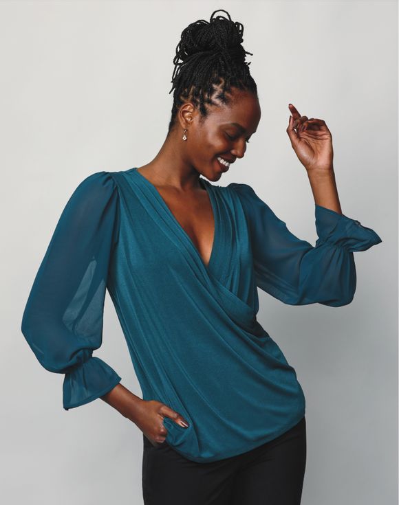 Surplice Wrap Blouse $17.99 FINAL SALE