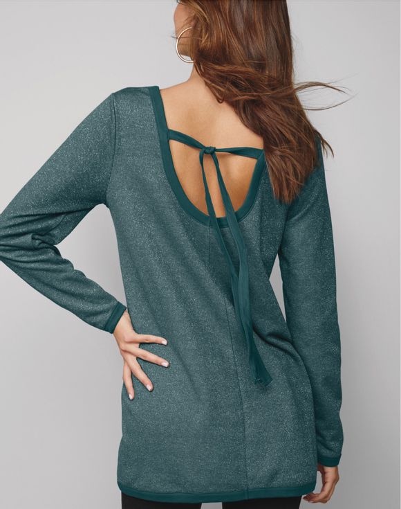 Tie-Back Glitter Top – front view on neutral background showing tie detail