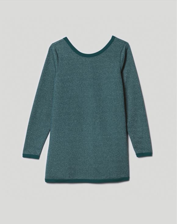 Tie-Back Glitter Top – close-up of teal metallic glitter fabric texture