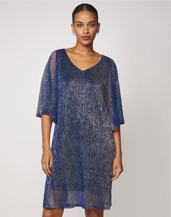 Sheer Holiday Dress sleeve detail on model