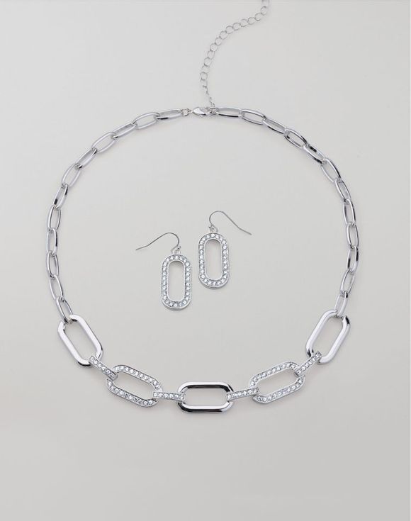 Pavé Link Necklace & Earrings Set $7.49 FINAL SALE