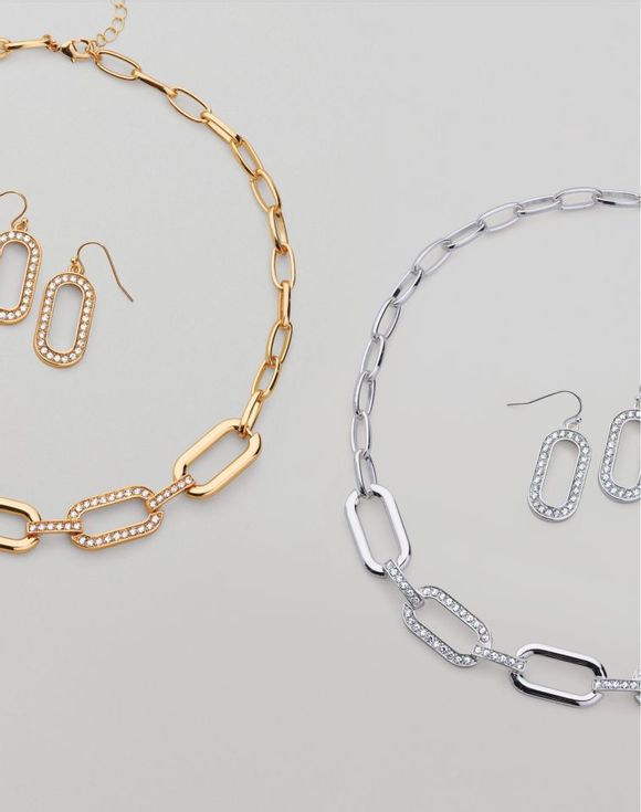 Pavé Link Necklace & Earrings Set $7.49 FINAL SALE