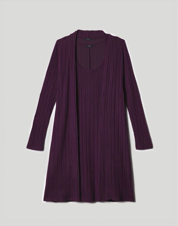 Rib Knit Tank Dress flat lay in deep plum