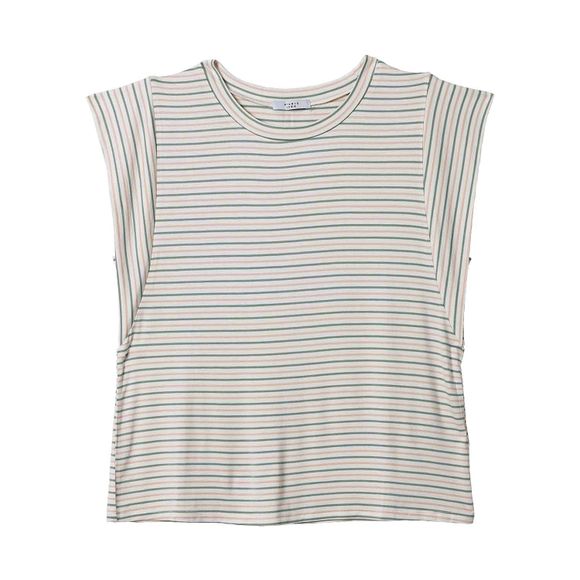 Printed Extended Sleeve Top - model side view