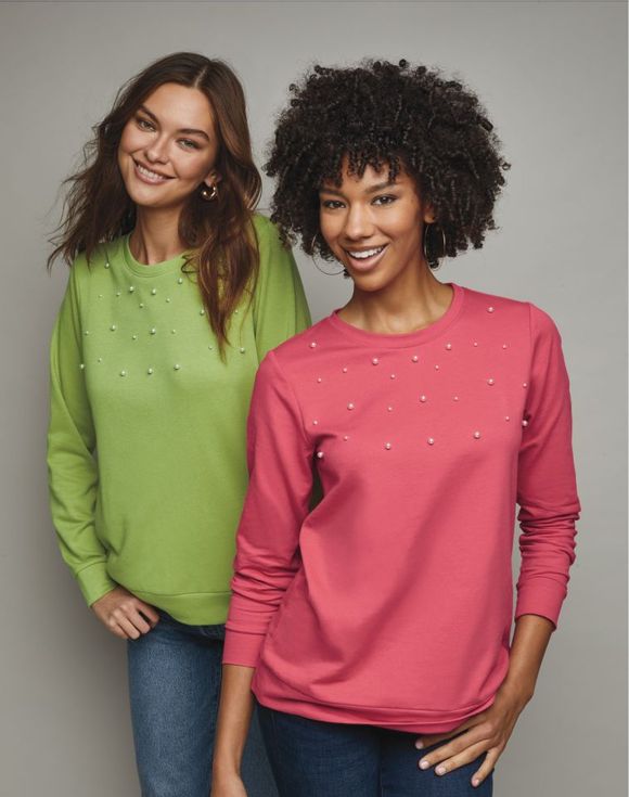 Pearl-Trim Pullover