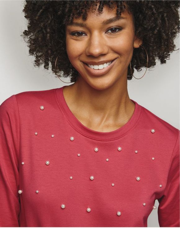 Pearl-Trim Pullover