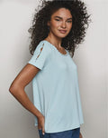 Studded Sleeve Top flat lay