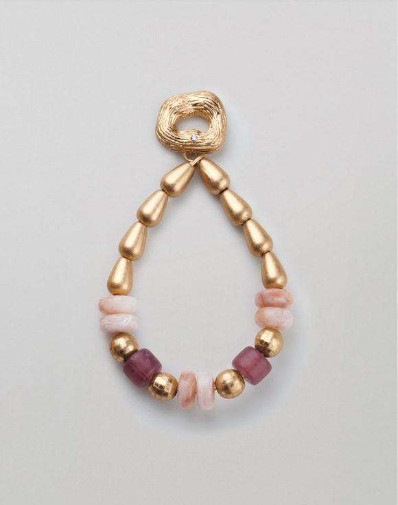 Natural Blush Beaded Teardrop Hoops $3.99