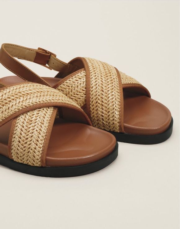 Footbed Sandal - top-down flat lay showing both sandals with gold buckle slingback detail