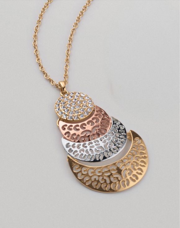 Filigree Fusion Necklace full length view on light background