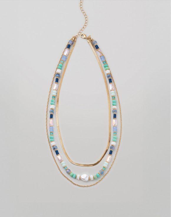 Coastal Elegance Layered Necklace on model