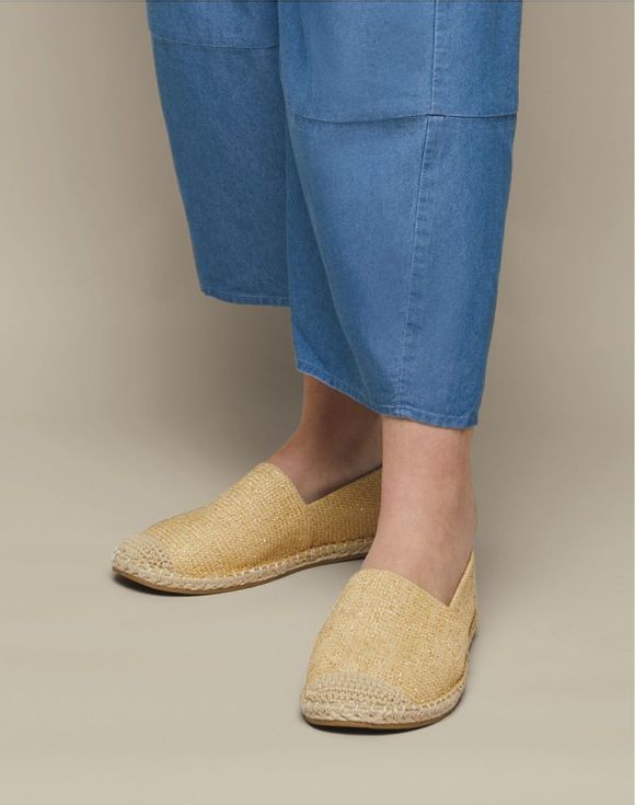 Metallic gold espadrille close-up