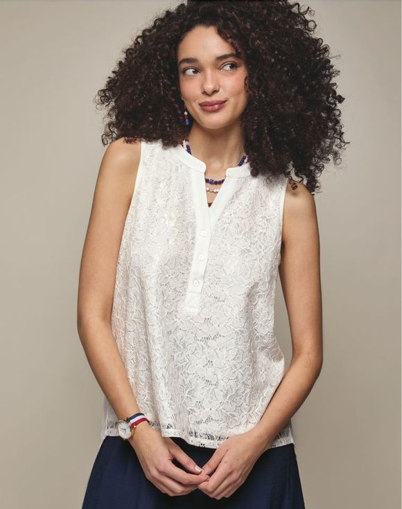 Lace-Front Sleeveless Top $17.99 FINAL SALE