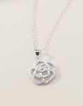 Sterling Silver Rose of Love CZ Necklace
