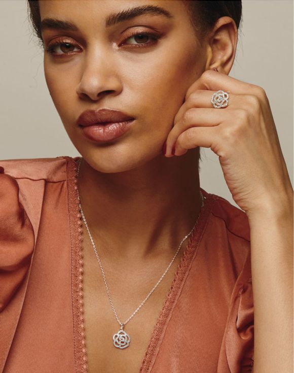 Sterling Silver Rose of Love CZ Necklace