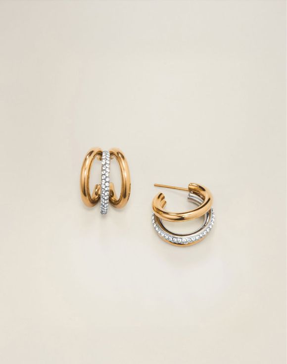 Stainless Steel Luxe Two-Piece CZ Orbit Earrings $18.99 FINAL SALE