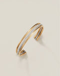 Stainless Steel Luxe Two-Tone CZ Orbit Cuff Bracelet $21.99