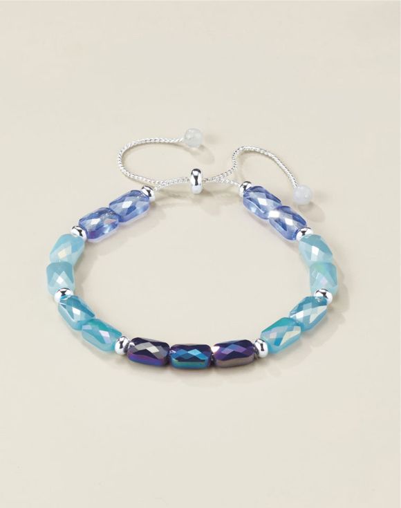 Colorblock Chic Pull-Cord Bracelet - blue tones