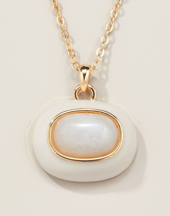 White Quartz Enamel Necklace
