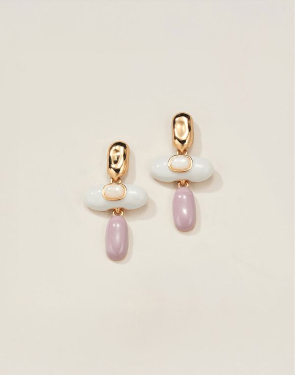 White Quartz Enamel Earrings