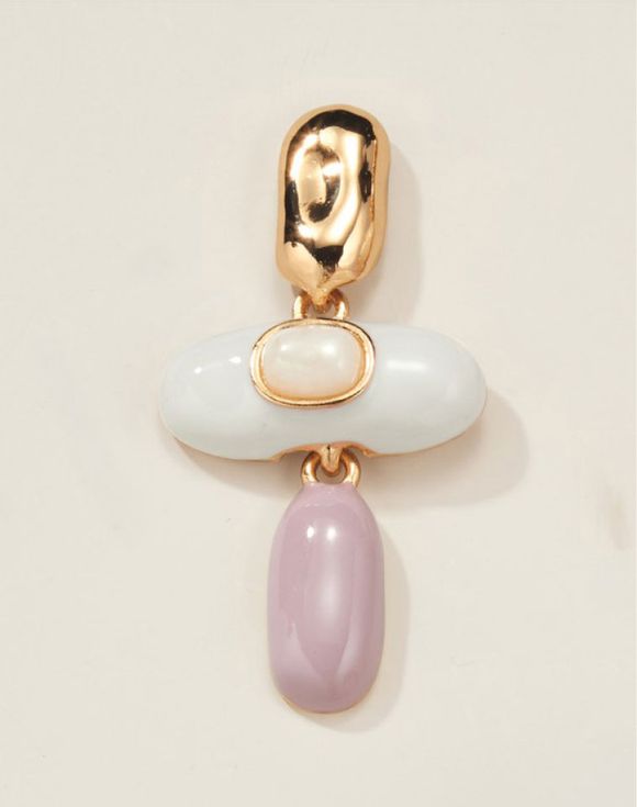 White Quartz Enamel Earrings