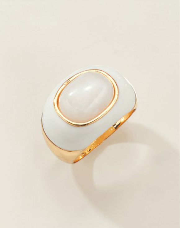 White Quartz Enamel Ring