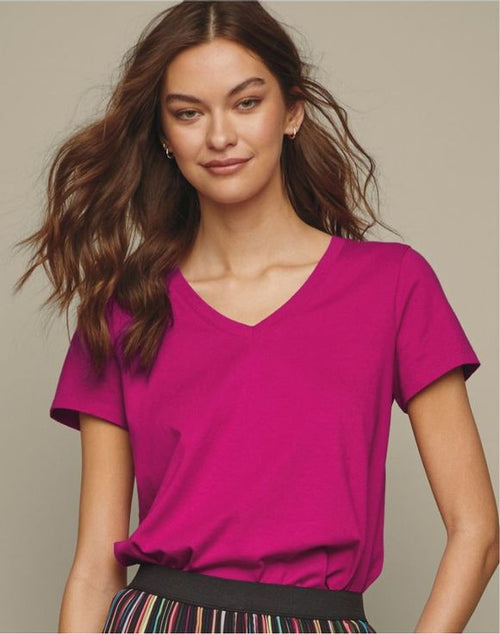 2-Pack V-Neck Tees - model wearing lime yellow tee