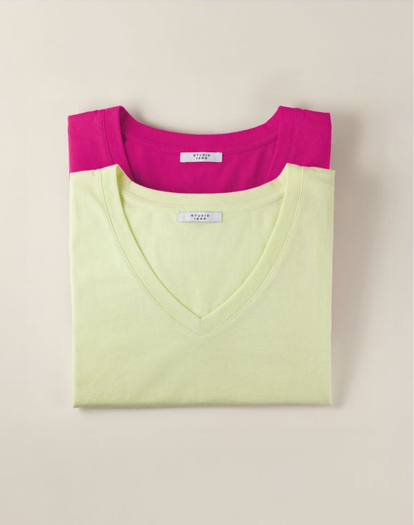 2-Pack V-Neck Tees - both tees folded flat lay