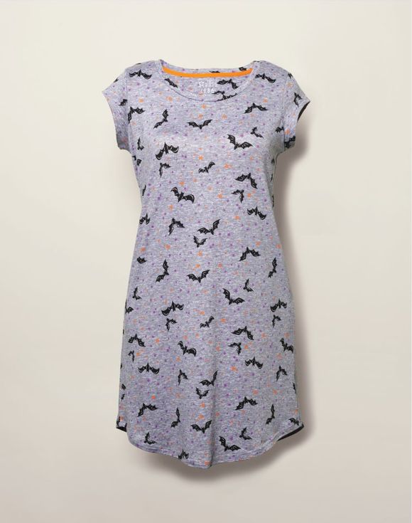 Spooky Sky Nightshirt bat print fabric detail close-up