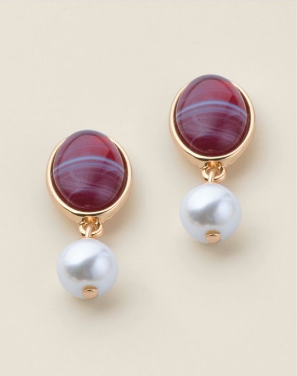 Classic Jewel Drop Necklace and Earring Set full view with multicolor stones and pearl accents
