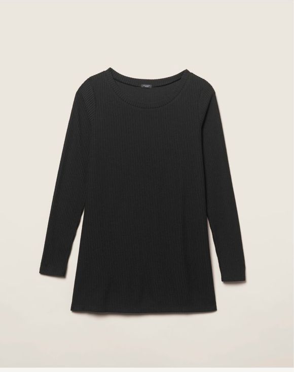 Rib-Knit Tunic - close-up of side slit hem detail