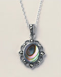 Sterling Silver Marcasite and Abalone Necklace
