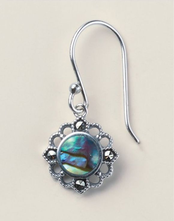 Sterling Silver Marcasite and Abalone Earrings