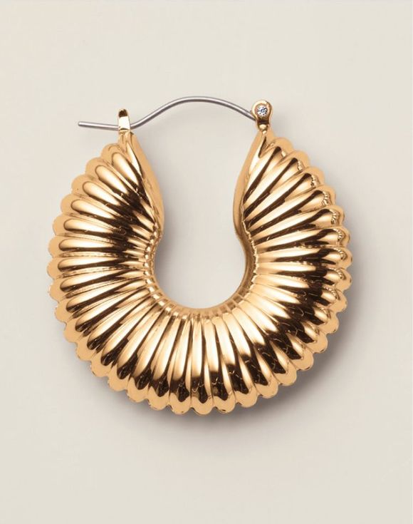 Rippled Flow Hoop Earrings single earring close-up