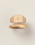 Goldtone Signet Ring Set