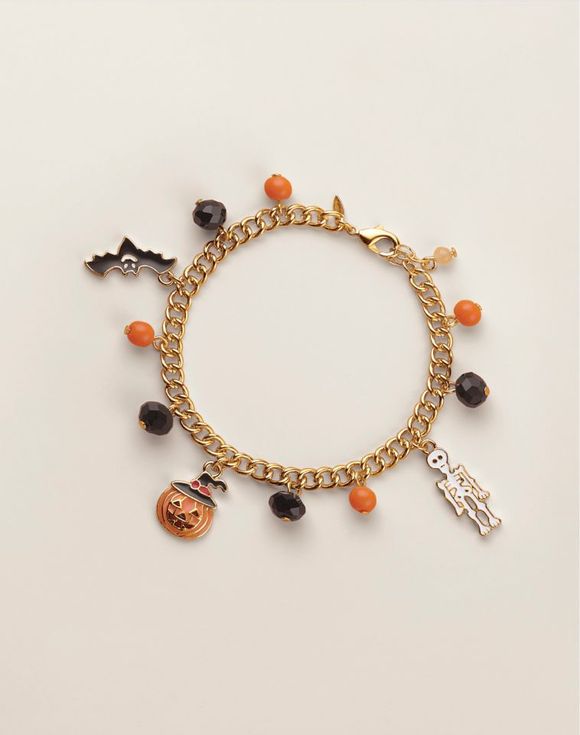 Charmed and Spooked Bracelet full view with Halloween charms