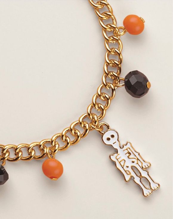 Charmed and Spooked Bracelet skeleton charm close-up