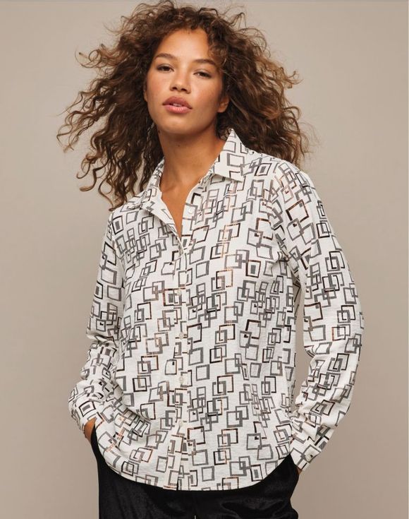 Metallic-Print Blouse $17.99 FINAL SALE