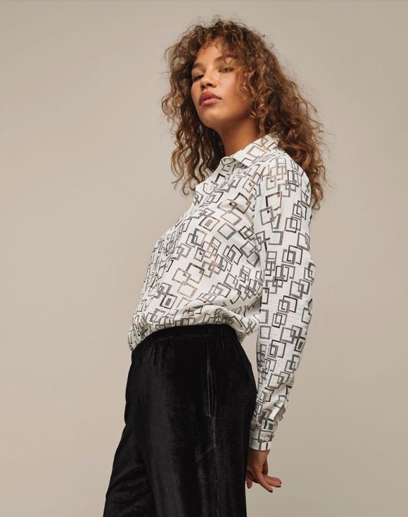 Metallic-Print Blouse $17.99 FINAL SALE
