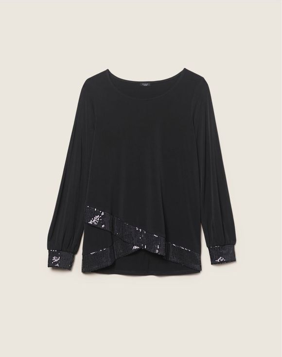 Sequin-Trim Blouse $15.99 FINAL SALE