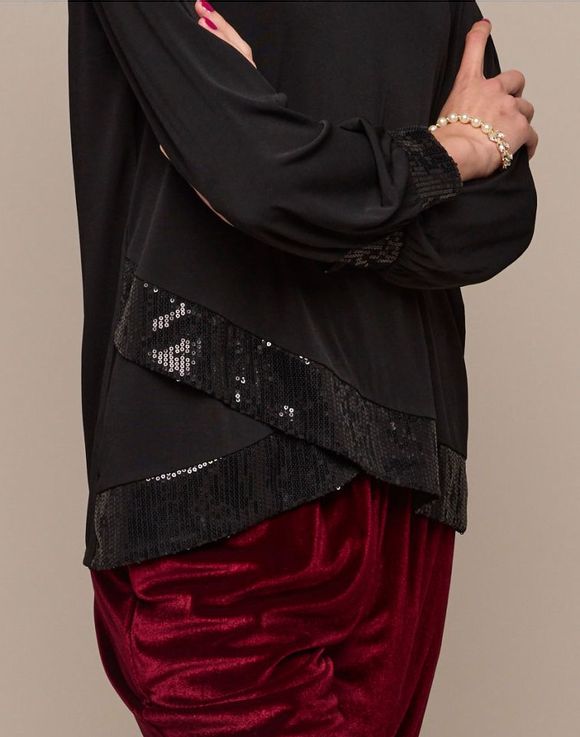 Sequin-Trim Blouse $15.99 FINAL SALE