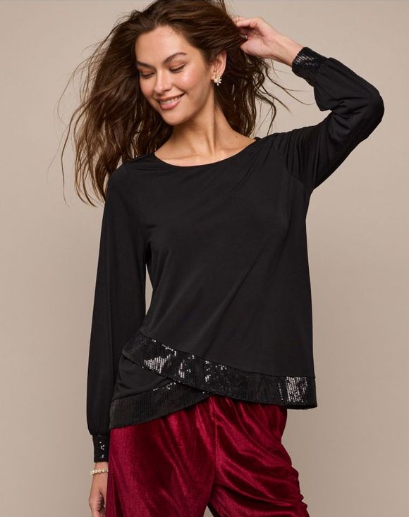 Sequin-Trim Blouse $15.99 FINAL SALE