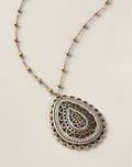 Fused Filigree Pendant Necklace full length view in antiqued silver-tone