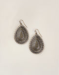Fused Filigree Drop Earrings pair view in antiqued silver-tone