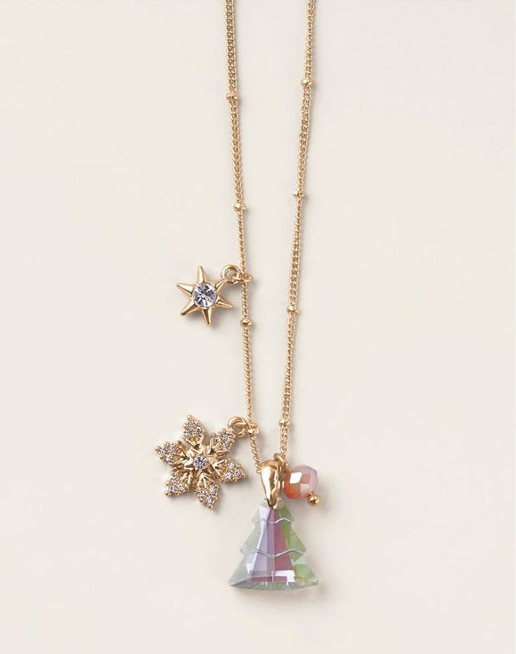 Northern Star Holiday Charm Necklace – full view on neutral background