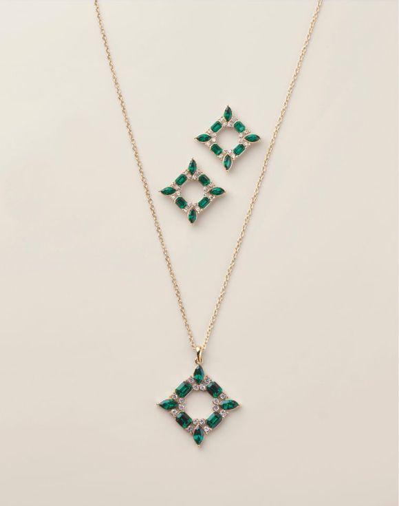 Festive Facets sapphire blue necklace and earring set