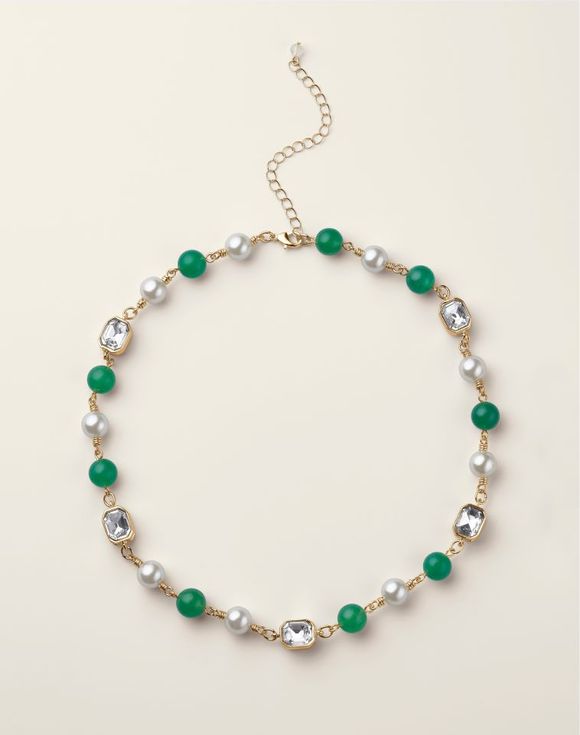 Crystal Evergreen Luxe Necklace - full view